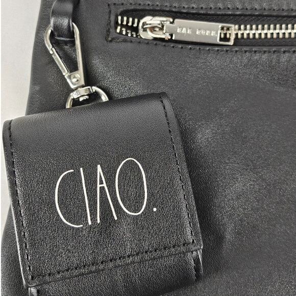 RAE DUNN WOMEN'S BLACK LEATHER BACKPACK W/ EARBUD CASE - STYLISH & FUNCTIONAL - Picture 7 of 16